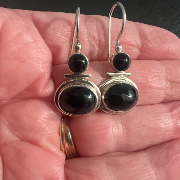 Silpada Sterling Silver and Onyx French Wire Earrings - Picture 2 of 4